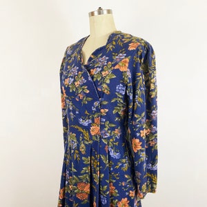 1980-1990s Laura Ashley Navy Blue Floral Cotton Corduroy Midi - Etsy