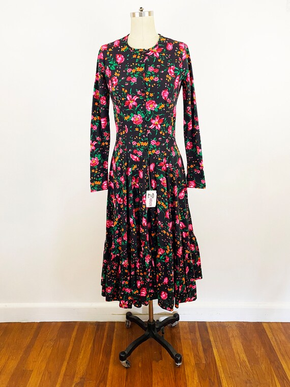 1970s Betsey Johnson Alley Cat Black and Pink Cotton … Gem