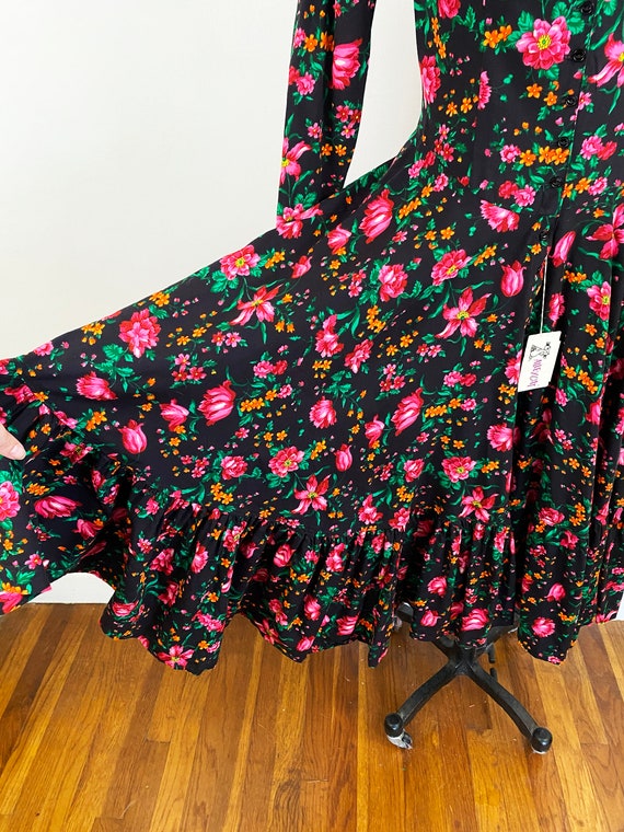 1970s Betsey Johnson Alley Cat Black and Pink Cotton … Gem