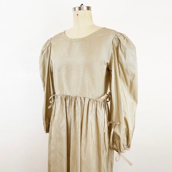 1970s Joan Vass NY Prairie Smock Dress Champagne … - image 8