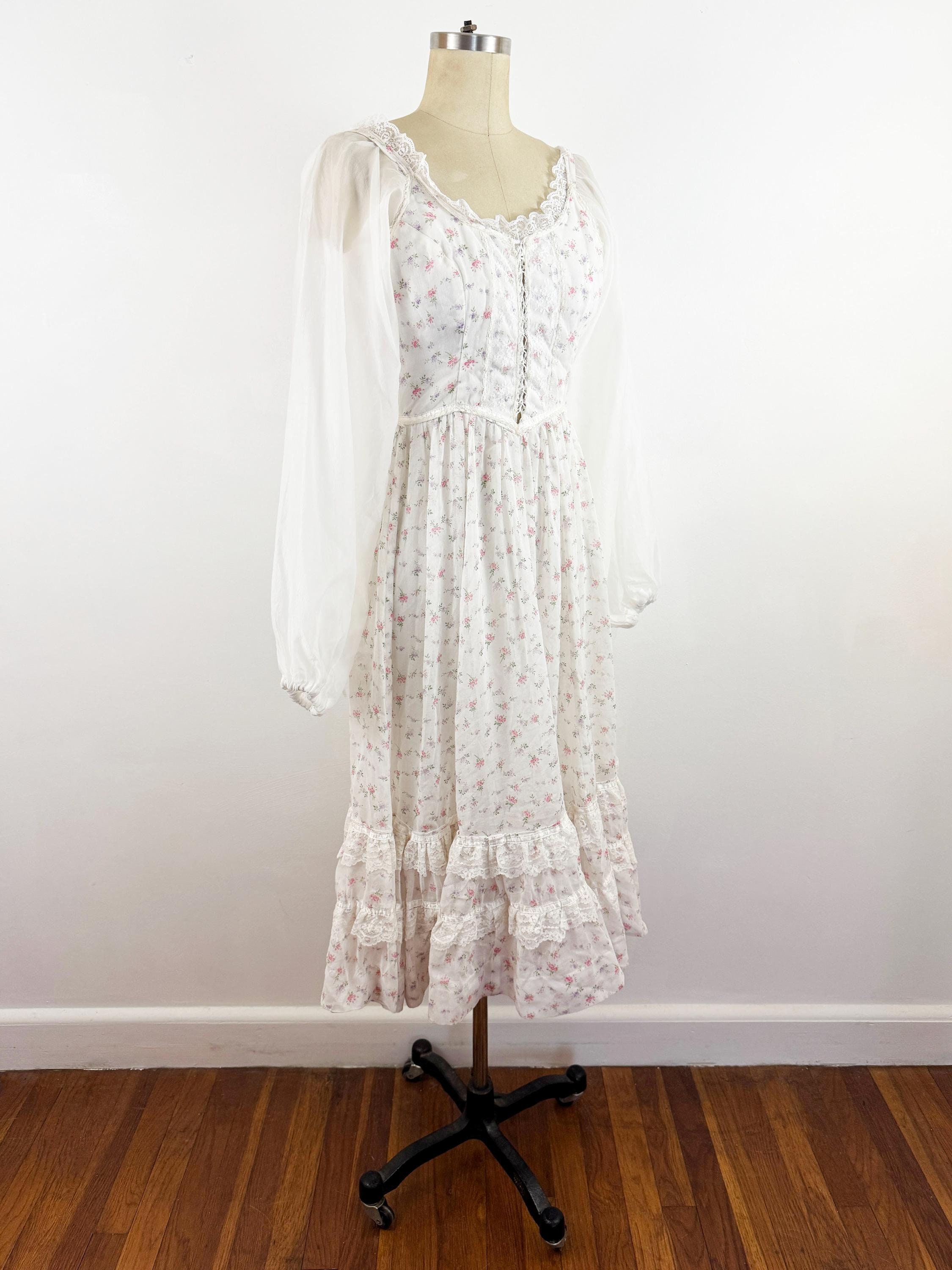 1970s Gunne Sax Prairie Dress: Calico Floral Corset, Extra Small - Etsy