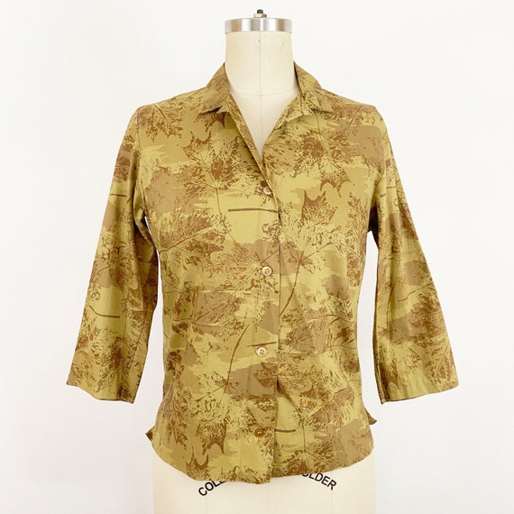 1960s Vera Neumann Maple Leaf Tan Cotton Autumn B… - image 2