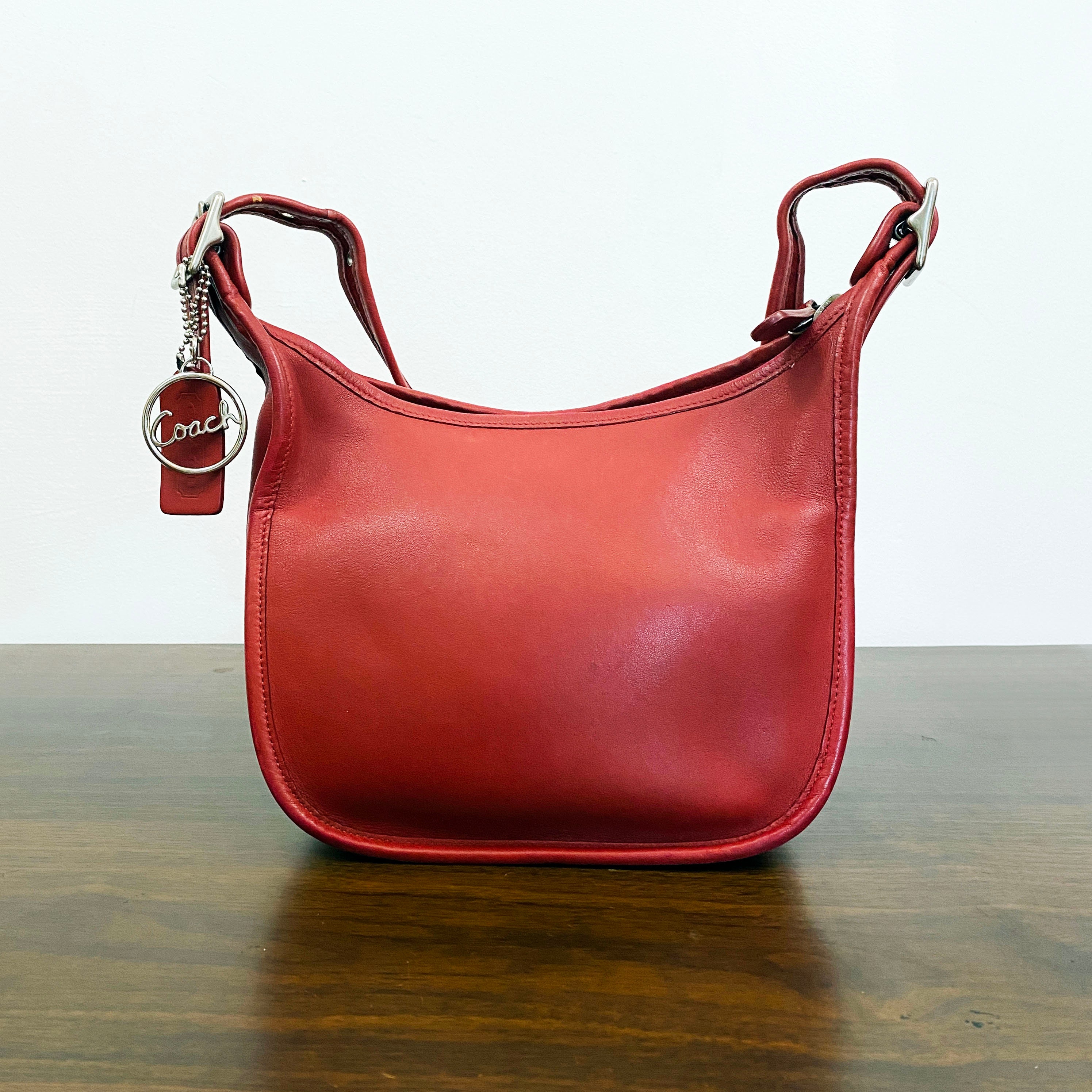 Vintage Coach Red Leather Janice Legacy Shoulder Crossbody Bucket 