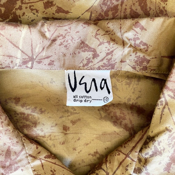 1960s Vera Neumann Maple Leaf Tan Cotton Autumn B… - image 8