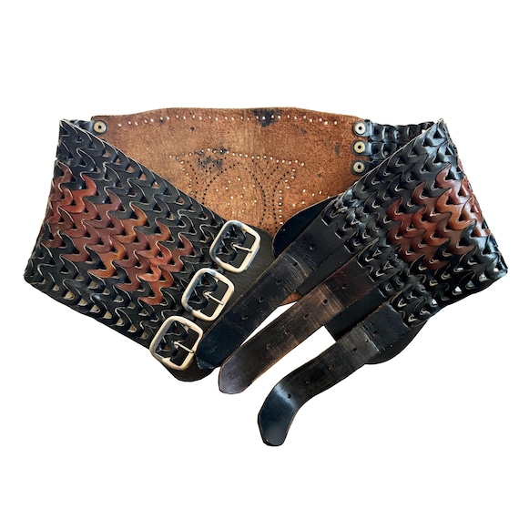 1950s Studded Jeweled Leather Motorcycle Kidney Belt Vintage