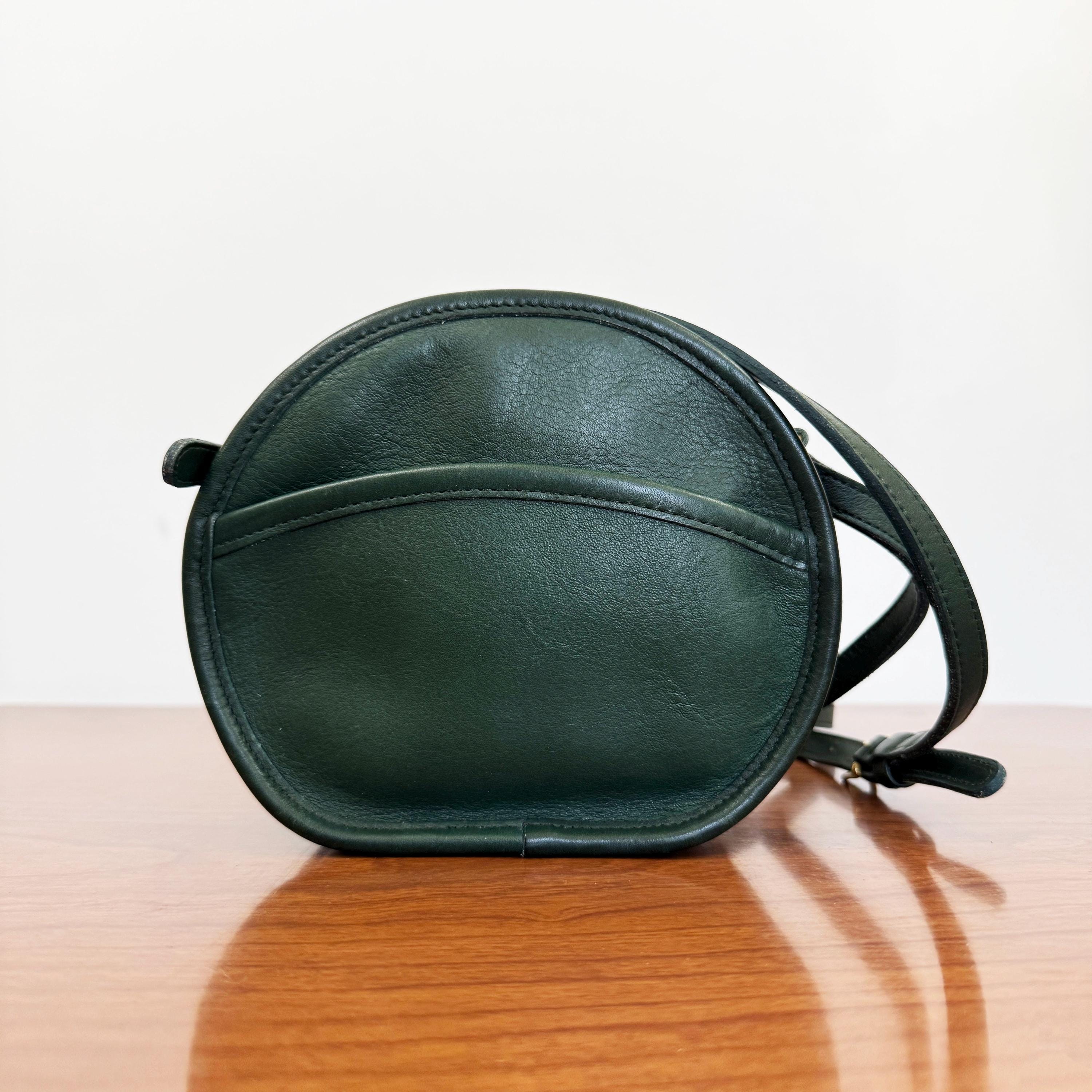 1990s Coach Bottle Green Leather Mini Canteen Bag Mini