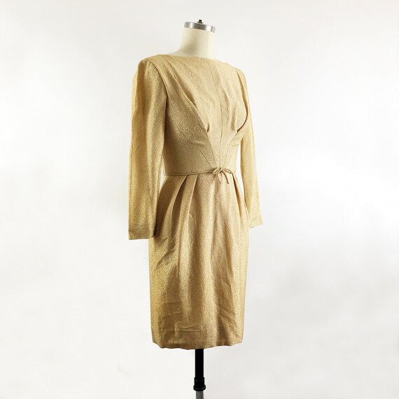 1950-1960s Gold Sparkling Cocktail Wiggle Dress /