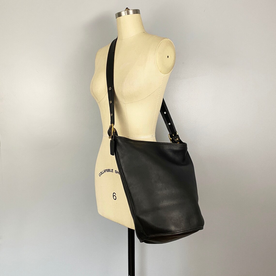 Vintage Coach XL Duffle Bag Black Leather / Coach Sack Feed Etsy