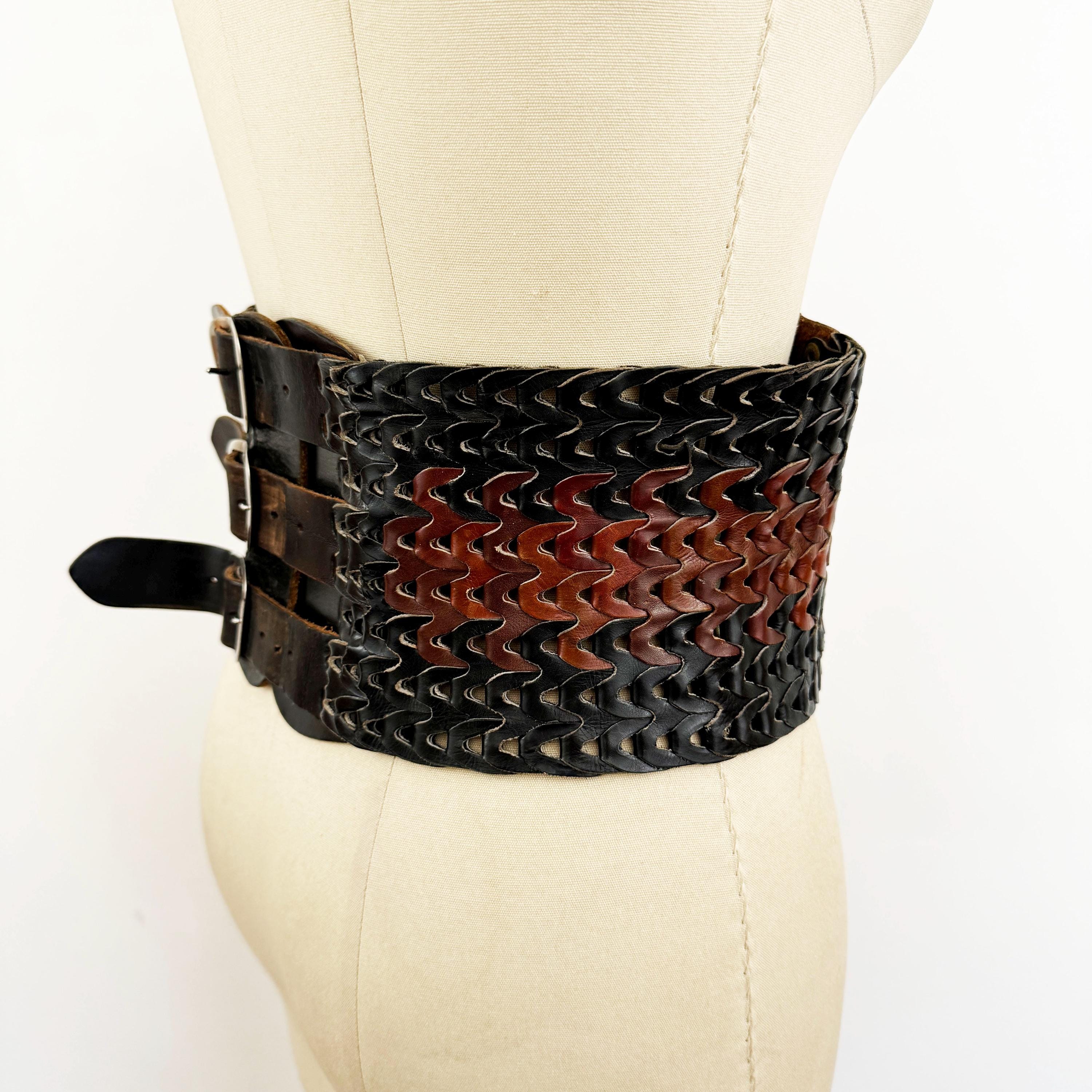 1950s Studded Jeweled Leather Motorcycle Kidney Belt Vintage
