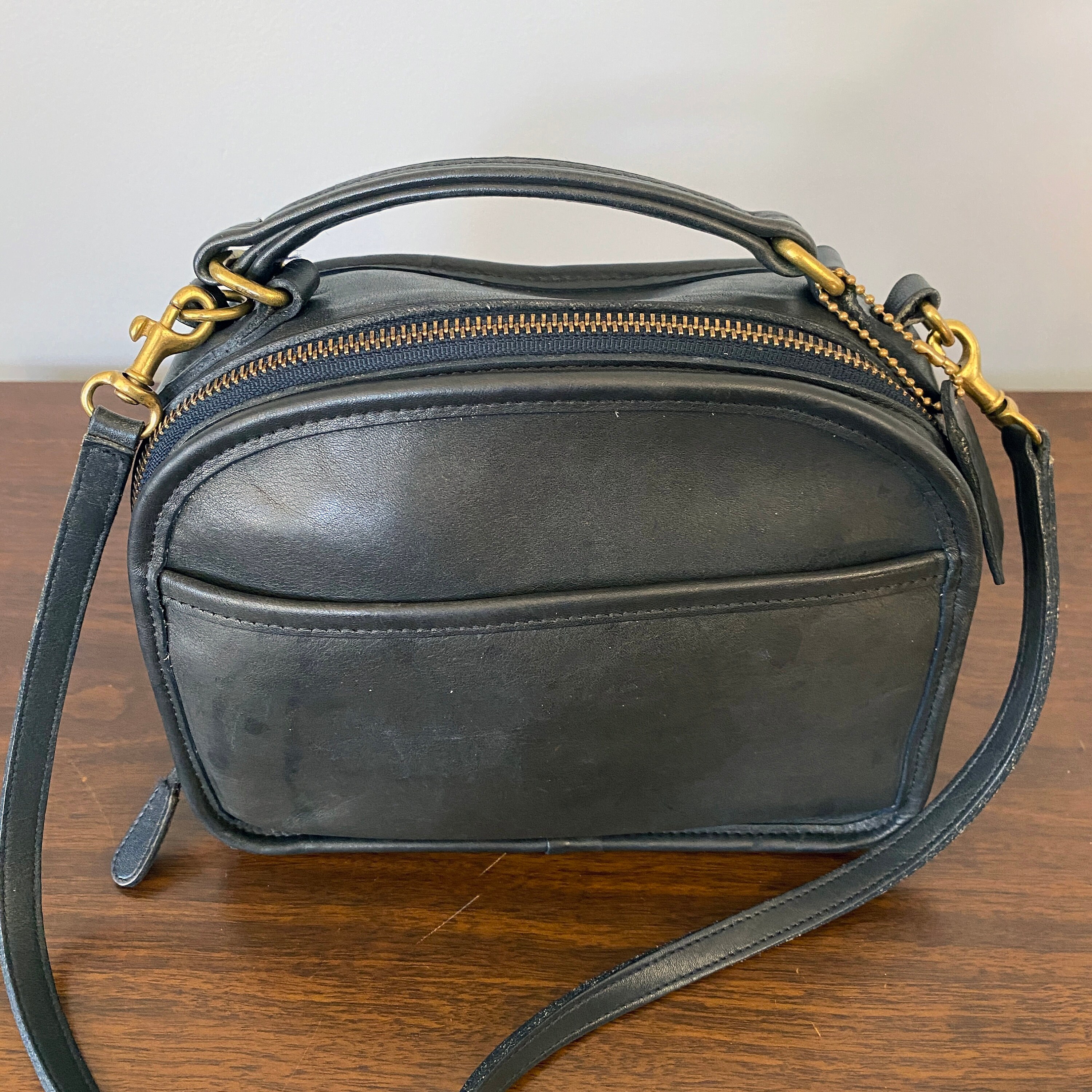 Vintage 1990s Coach Black Leather Lunch Box Crossbody Bag Top Etsy