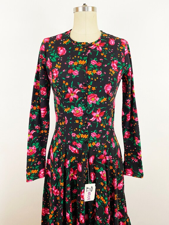 1970s Betsey Johnson Alley Cat Black and Pink Cotton … Gem