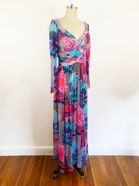 Robert David Morton Maxi Dress in a Signed Psychedelic Print
