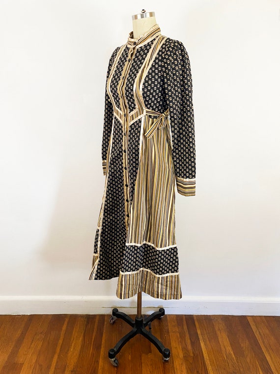 1970s Gunne Sax Prairie Midi Long Sleeve Dress Side T… - Gem