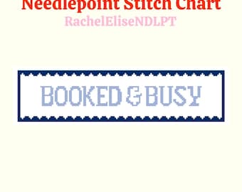 Booked and Busy Needlepoint Bookmark Chart PDF