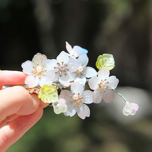 Crystal Sakura Hair Clip, romantic flower hair decorations, wedding hair accessories, wedding jewelry gifts, bridal party gifts