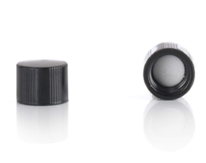 24-400, Black, 100 Magnakoys Black 24-400 Continuous Thread Closure Caps for Vials