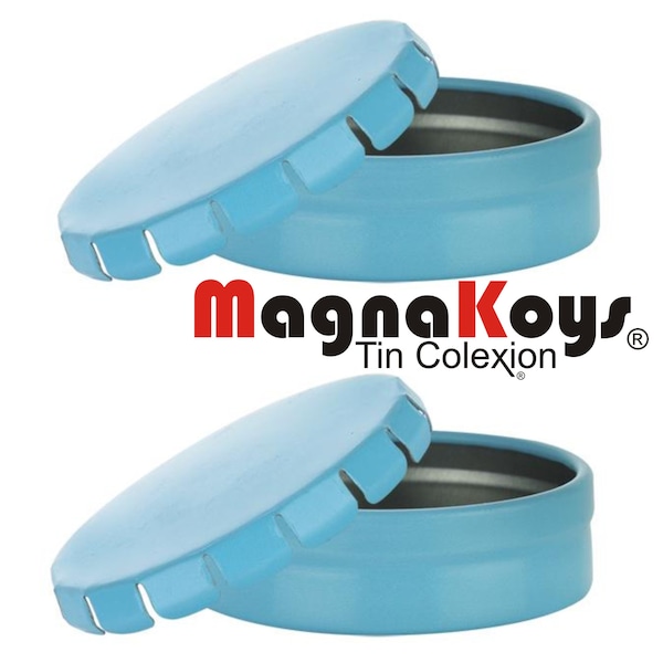 MagnaKoys® Empty 0.60 oz Round Blue Pop Top Style Metal Tin Containers for Crafts
