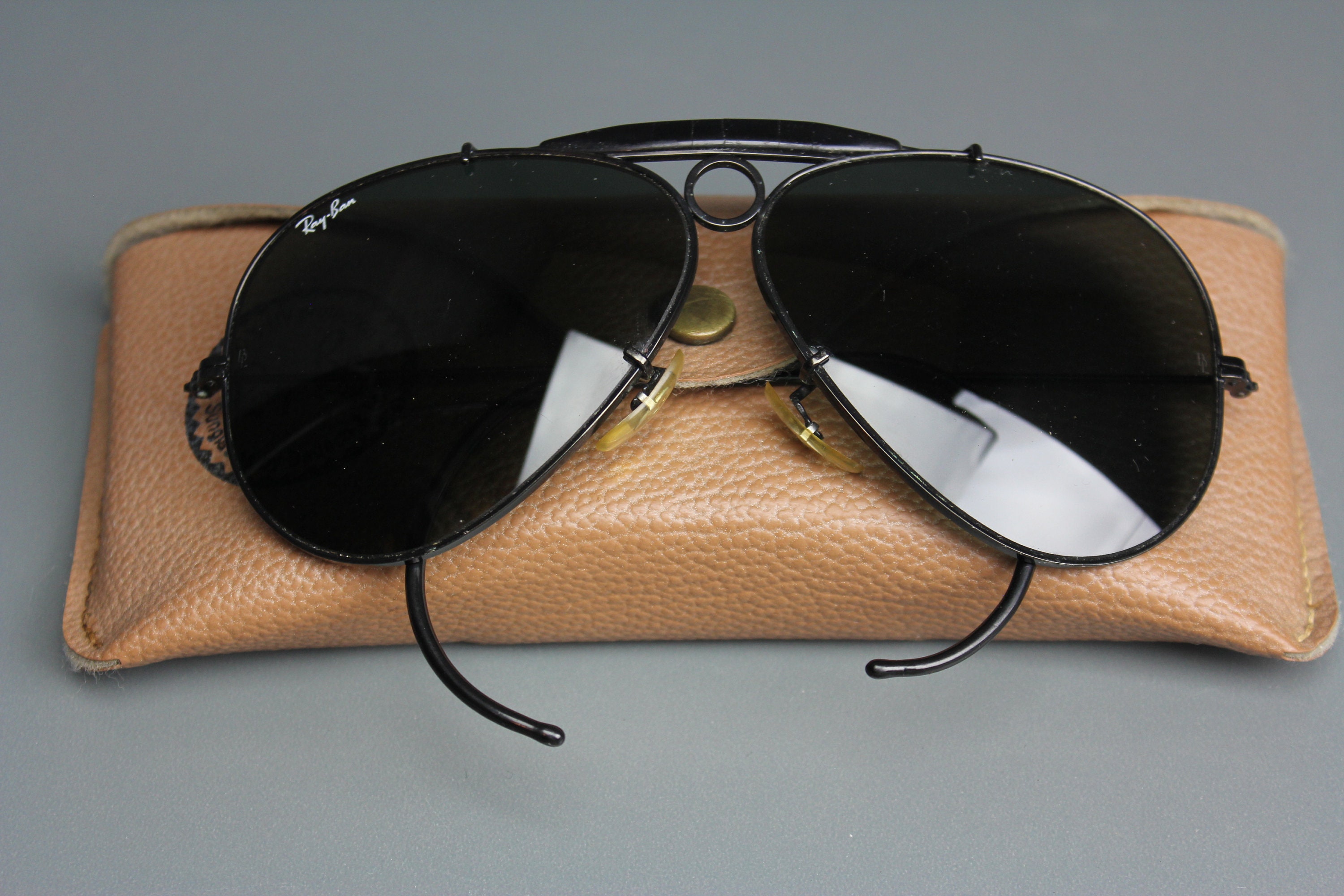 Vintage Ray Ban Aviator Black Frame Black Lens Sunglasses