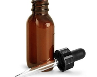 MagnaKoys® 1/2 oz (4 dram) Amber Vials w/ Straight Black Bulb Eye Glass Droppers for Essential Oils & Liquids