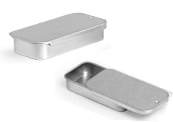 Crafts Geocache Storage By MagnaKoys® Silver Metal Slider Top Tin Containers