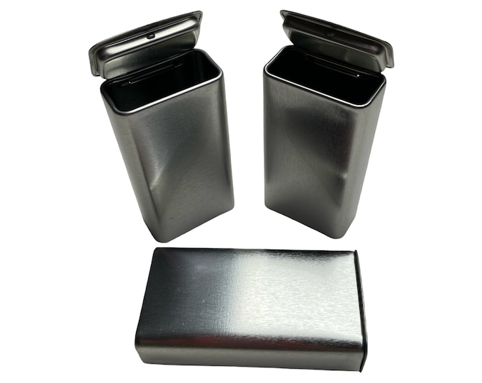 MagnaKoys Rectangular Silver Metal Hinged Lid Tin Containers (3 Pack)