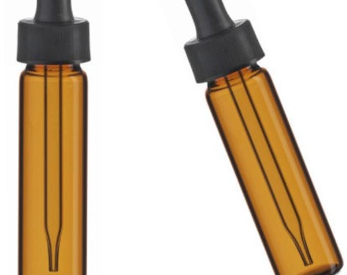 MagnaKoys® 2 Dram 1/4 oz Amber Glass Vials w/ Straight Black Bulb Eye Glass Droppers for Essential Oils & Liquids