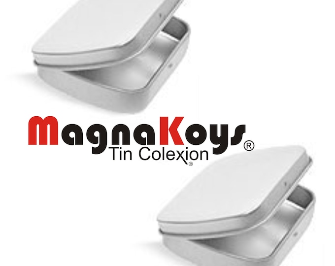 MagnaKoys® Silver Metal Hinge Top Tin Containers for Crafts Geocache Storage Survival Kit - 5 pcs