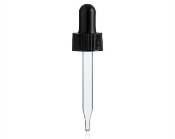 Magnakoys® Black 15-425 Vial Droppers with 60mm Glass Pipette for Vials or Bottles