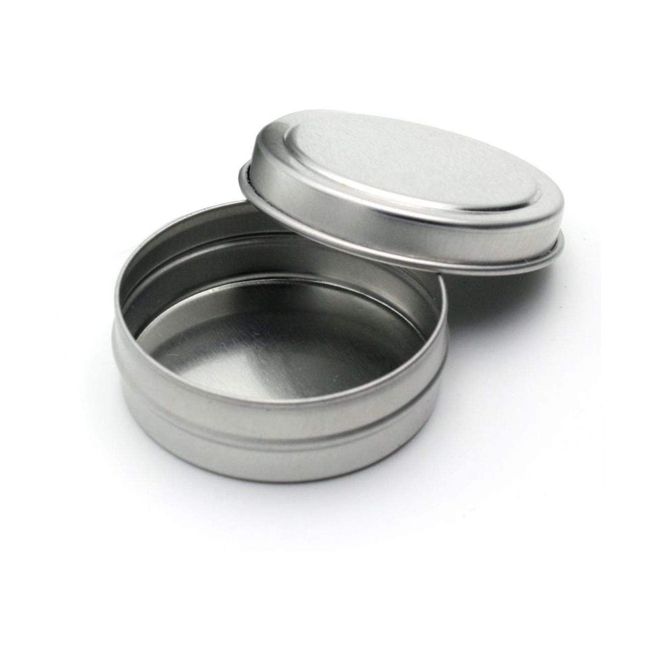 6 Shallow Round Tin Cans 1/2oz small Metal Steel Tin Flat Container 1.5  Diam steel Containers mini Metal Round Tins tin Storage Jar 