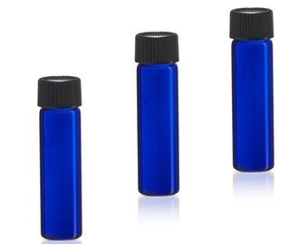 MagnaKoys® 2 Dram 1/4 oz Cobalt Blue Glass Vials w/ Cap for Essential Oils & Liquids