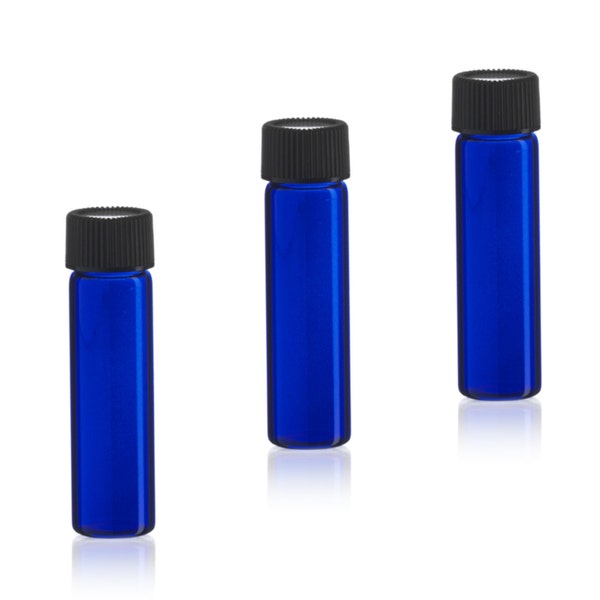 MagnaKoys® 2 Dram 1/4 oz Cobalt Blue Glass Vials w/ Cap for Essential Oils & Liquids