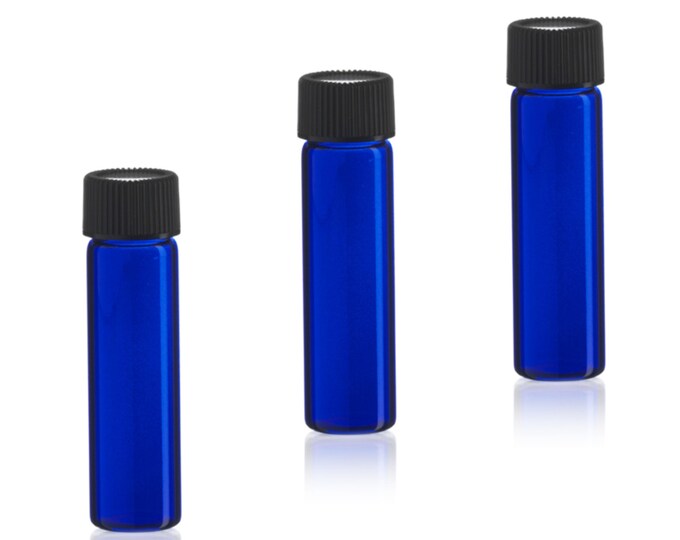 MagnaKoys® 2 Dram 1/4 oz Cobalt Blue Glass Vials w/ Cap for Essential Oils & Liquids