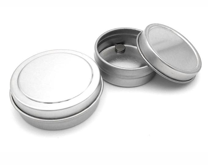 MagnaKoys 1/4 oz or 1/2 oz Empty Silver Magnetic Round Tin Containers with Slip Top Covers for Crafts Geocaching