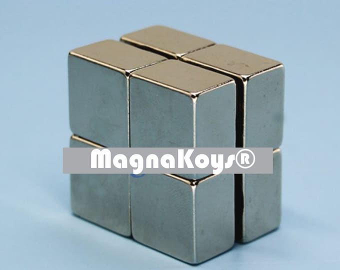 MagnaKoys® 2pcs. 15 x 15 x 10mm Powerful Neodymium Rare Earth Bar Magnets for Crafts Geocaching, Gear