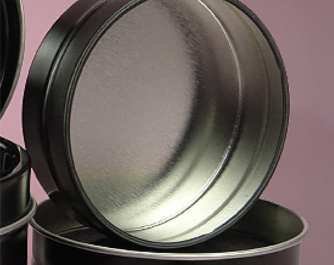 MagnaKoys Small 1/2oz Empty Black Slide Top Round Tin Containers for Lip Balm, Crafts, Cosmetic, Candles, Pocket size