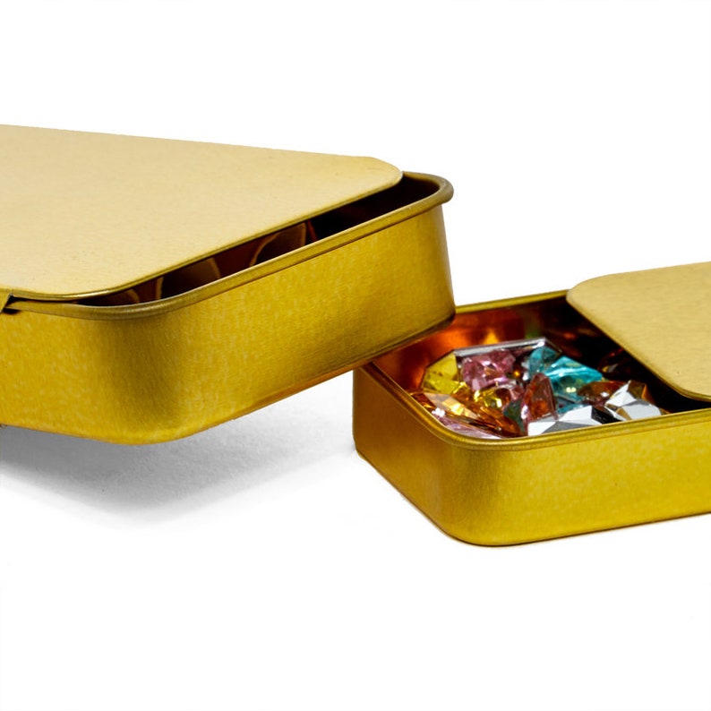 Mini Skater 2.4"x1.3"x0.43" Extra Small Metal Slide Top Tin Containers Sliding Cover Push-Pull Tin Box Portable Slide Cover Storage Box For Jewelry