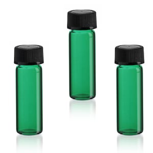 MagnaKoys® 1 Dram 1/8 oz Emerald Glass Vials w/ Black Cap for Essential Oils & Liquids