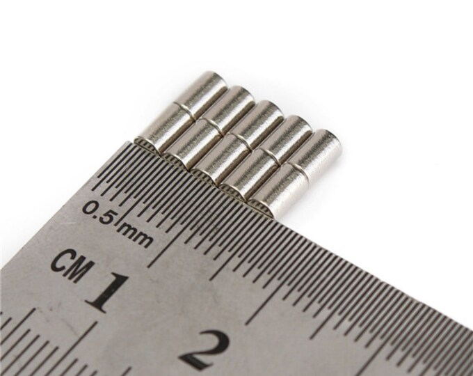 MagnaKoys®  17 pcs. 3mm x 5mm (1/8" x 13/64") Tiny Neodymium Rare Earth Cylinder Magnets for Crafts, Miniatures