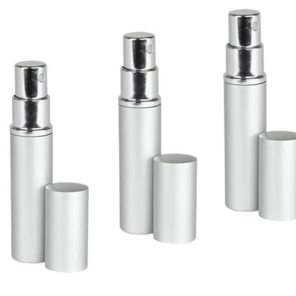 Silver Aluminum Perfume Atomizer Fine Mist Sprayer 3 ML for purse or travel Refillable by MagnaKoys (3 pieces)