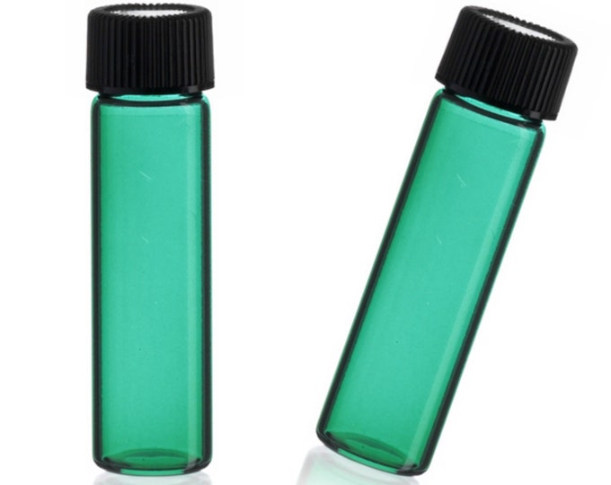 MagnaKoys® 2 Dram 1/4 oz Emerald Glass Vials w/ Cap for Essential Oils & Liquids