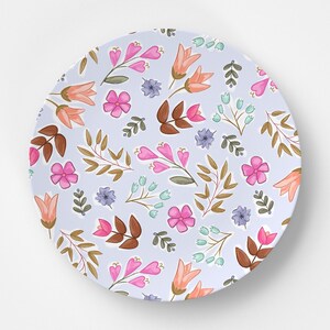 Floral Kids Dinner Plate / Plate Bowl Set / Kids Polymer Tabletop Dinnerware / Melamine and BPA Free