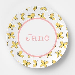 Custom Personalized Butterfly Kids Plate / Plate Bowl Set / Kids Polymer Tabletop Dinnerware / Melamine and BPA Free