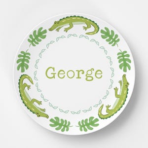 Custom Personalized Alligator Kids Plate / Plate Bowl Set / Kids Polymer Tabletop Dinnerware / Melamine and BPA Free