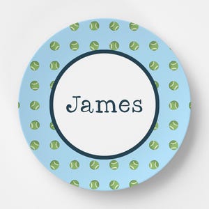 Custom Personalized Tennis Kids Plate / Plate Bowl Set / Kids Polymer Tabletop Dinnerware / Melamine and BPA Free
