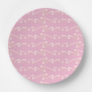 Pink Squiggle Dinner Plate / Plate Bowl Set / Kids Polymer Tabletop Dinnerware / Melamine and BPA Free