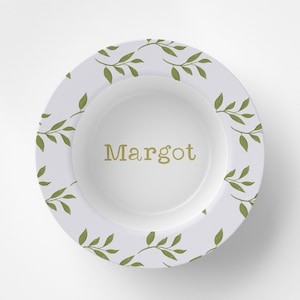 Custom Personalized Floral Kids Plate / Plate Bowl Set / Kids Polymer Tabletop Dinnerware / Melamine and BPA Free