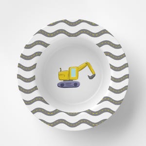 Construction Kids Bowl / Plate Bowl Set / Kids Polymer Tabletop Dinnerware / Melamine and BPA Free