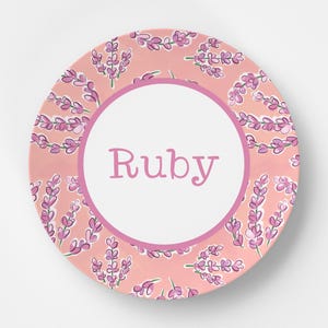 Custom Personalized Pink Lavender Kids Plate / Plate Bowl Set / Kids Polymer Tabletop Dinnerware / Melamine and BPA Free