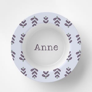 Custom Personalized Purple Block Print Kids Bowl / Plate Bowl Set / Kids Polymer Tabletop Dinnerware / Melamine and BPA Free