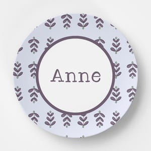 Custom Personalized Purple Block Print Kids Plate / Plate Bowl Set / Kids Polymer Tabletop Dinnerware / Melamine and BPA Free